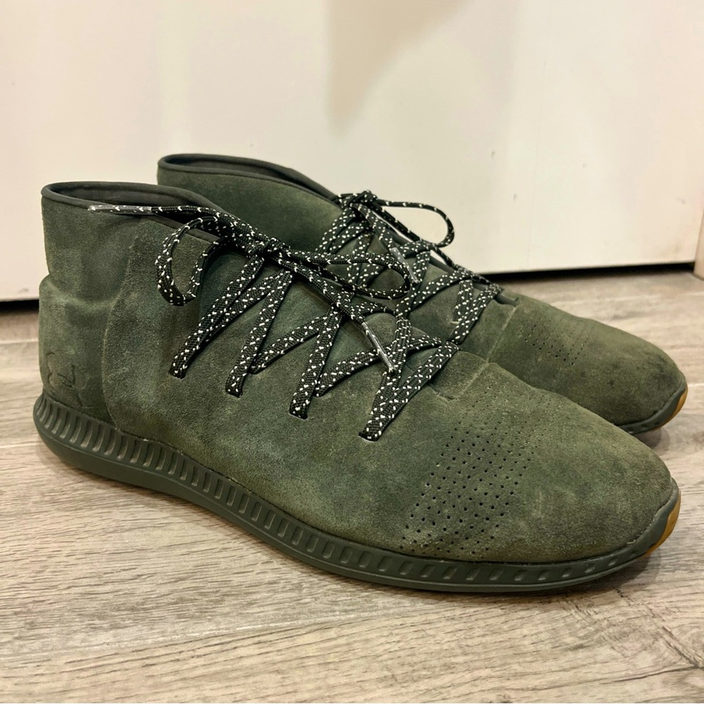 Under Armour Men's Veloce Mid Suede Chukka Sneaker Shoe 1296614 Green Olive 10.5